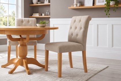 Salisbury Button-backed Fabric Dining Chair in Sand Salisbury Button-backed Fabric Dining Chair in Sand