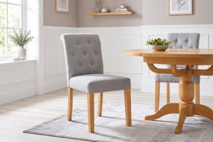 Salisbury Button-backed Fabric Dining Chair in Stone Salisbury Button-backed Fabric Dining Chair in Stone