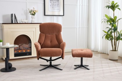 Lucia Fabric Swivel Recliner Chair & Footstool Lucia Fabric Swivel Recliner Chair & Footstool