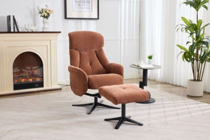 Lucia Fabric Swivel Recliner Chair & Footstool