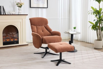 Lucia Fabric Swivel Recliner Chair & Footstool Lucia Fabric Swivel Recliner Chair & Footstool
