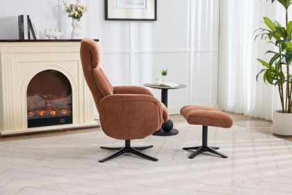 Lucia Fabric Swivel Recliner Chair & Footstool