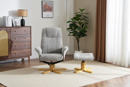 Missouri Fabric Swivel Recliner Chair & Footstool Missouri Fabric Swivel Recliner Chair & Footstool