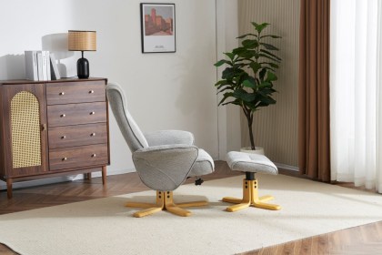 Missouri Fabric Swivel Recliner Chair & Footstool Missouri Fabric Swivel Recliner Chair & Footstool