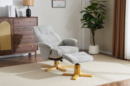Missouri Fabric Swivel Recliner Chair & Footstool Missouri Fabric Swivel Recliner Chair & Footstool