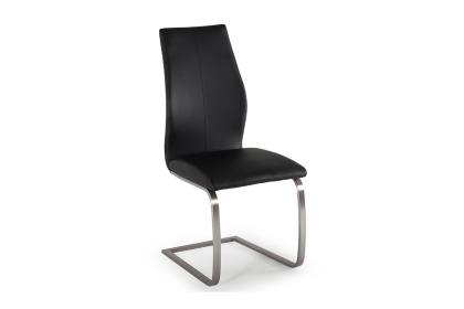 India Black Dining Chair with Brushed Steel Legs