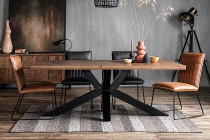 Soho Solid Oak 200cm Holburn Star Base Dining Table & 6 Cooper Dining Chairs