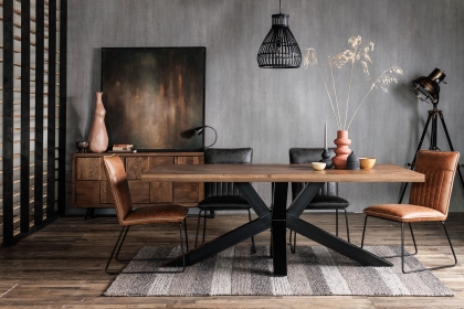 Soho Solid Oak 200cm Holburn Star Base Dining Table & 6 Cooper Dining Chairs