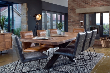 Samba Solid Oak 200cm Holburn Star Base Dining Table & 6 Cooper Dining Chairs