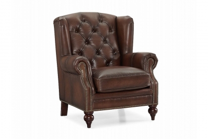 Buckley Leather Chesterfield Wing Chair