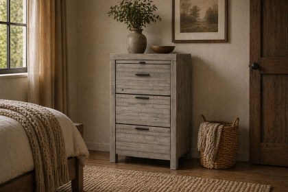 Tuscan Springs Reclaimed Wood 3 Drawer Bedside Table