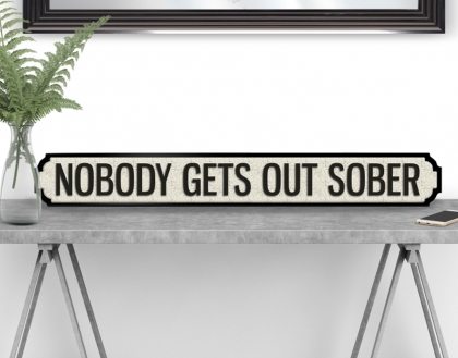 NOBODY GETS OUT SOBER Vintage Road Sign / Street Sign