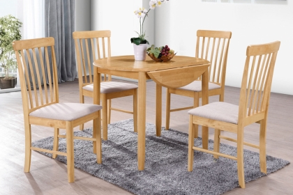 Alaska Oak Round Drop Leaf Dining Table Set & 4 Chairs Alaska Oak Round Drop Leaf Dining Table Set & 4 Chairs