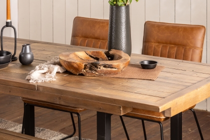 Nixon Reclaimed Wood 180cm Extending Dining Table Set with 140cm Bench & 2 Dining Chairs