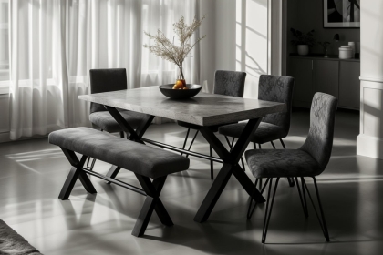 Forge Stone Effect 190 Dining Set Table & 6 Chairs Forge Stone Effect 190 Dining Set Table & 6 Chairs