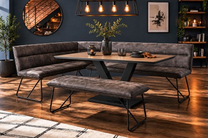 Loki Earth Industrial Corner Bench and Low Bench Dining Table Set Loki Earth Industrial Corner Bench and Low Bench Dining Table Set