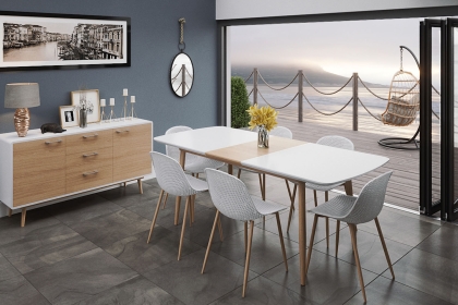 Princeton High Gloss White Large Extending Dining Table & 6 Dining Chairs Princeton High Gloss White Large Extending Dining Table & 6 Dining Chairs