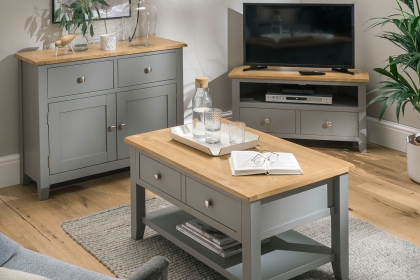 Chester Oak Painted Grey - Corner TV Unit 90cm Wide| Moles Breath Grey