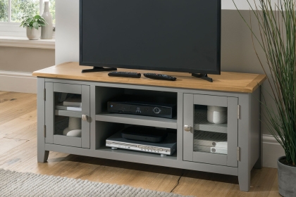 Chester Oak Painted Grey - Large TV Unit 120cm Wide| Moles Breath Grey