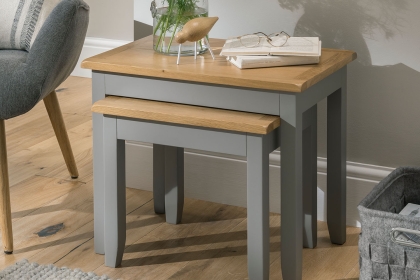 Chester Oak Painted Grey - Nest of Tables| Moles Breath Grey Chester Oak Painted Grey - Nest of Tables| Moles Breath Grey
