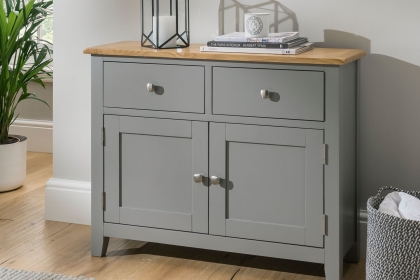 Chester Oak Painted Grey - Small 2 Door Sideboard 95cm Wide| Moles Breath Grey