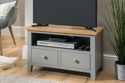 Chester Oak Painted Grey - Small TV Unit 80cm Wide| Moles Breath Grey