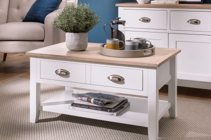Chester Oak Painted White - Coffee Table 90x55cm| F&B All White