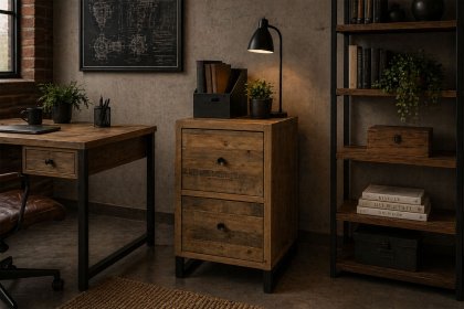 Nixon Reclaimed Wood 2 Drawer Filing Cabinet