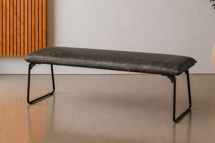Cooper Leather Low Bench in Grey