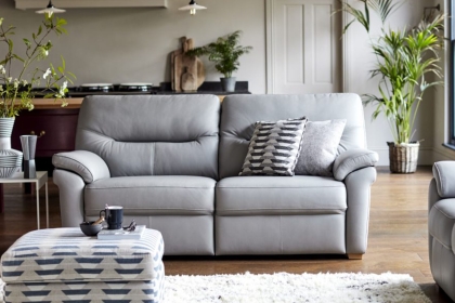 G Plan Seattle Leather 2 Seater Sofa With Wood Feet