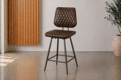 Dalton Quilted Dark Brown Bar Chair