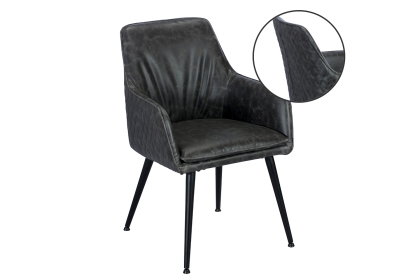 Oliver Grey Leather Dining Arm Chair