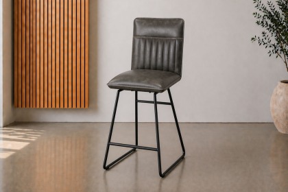 Cooper Grey Leather Bar Chair (Pair)