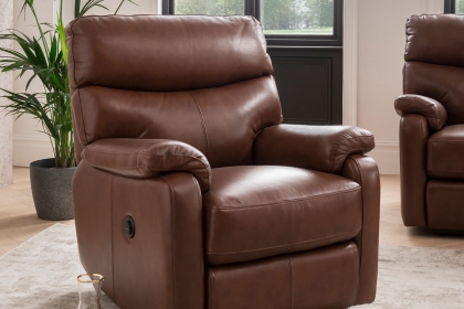 Monet Manual Recliner Chair in Butterscotch Leather - STOCK