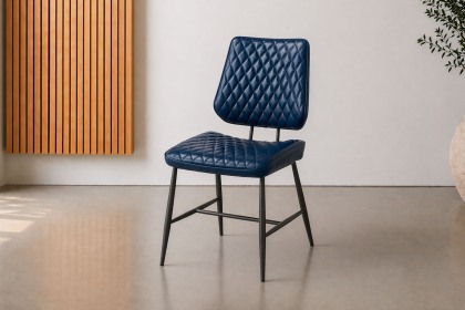 Dalton Quilted Blue Dining Chair (Pair)
