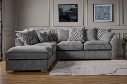 Fantasy L Shape Corner Chaise Sofa With Scatter Back