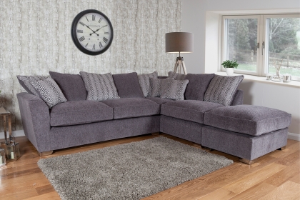 Fantasy L Shape Corner Chaise Sofa With Scatter Back