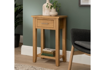 Chester Oak 1 Drawer Console Table 50cm Wide Chester Oak 1 Drawer Console Table 50cm Wide