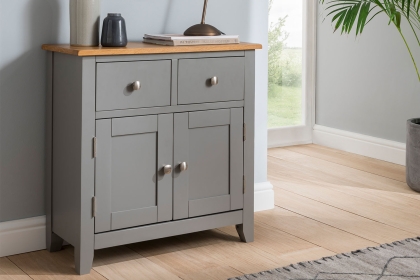 Chester Oak Painted Grey - Mini 2 Door Sideboard 75cm Wide| Moles Breath Grey