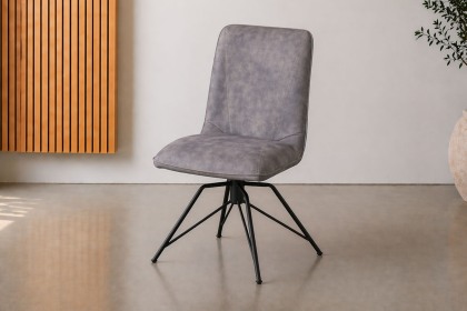 Lola Swivel Velvet Grey Dining Chair (Pair)