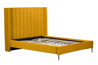 Boxer Velvet Bed Frame in Yellow Turmeric
