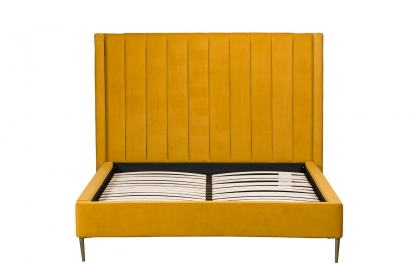 Boxer Velvet Bed Frame in Yellow Turmeric Boxer Velvet Bed Frame in Yellow Turmeric