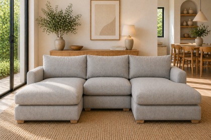 Metz 3 Seater U Shaped Sectional Chaise Corner Sofa