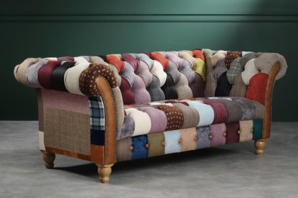 Harlequin Patchwork Vintage Chesterfield 2 Seater Sofa
