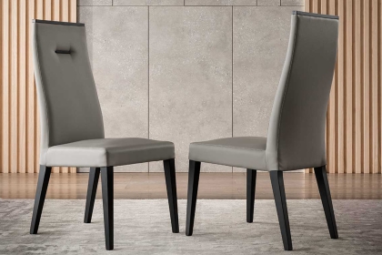 ALF Italia Novecento Set Of 2 Dining Chairs in Silver Eco Leather