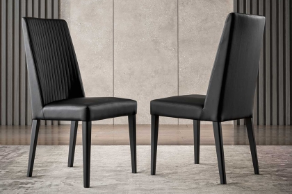 ALF Italia Pablo Set Of 2 Dining Chairs in Black Matt Eco Leather