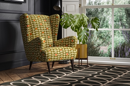 Orla Kiely Alma Wing Accent Chair in Sixties Stem