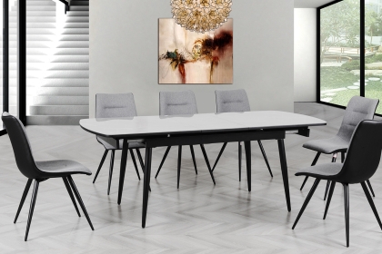 Caira Set of 4 Upholstered Dining Chairs in Grey Caira Set of 4 Upholstered Dining Chairs in Grey
