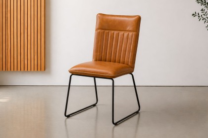 Cooper Leather Dining Chair in Tan (Pair)