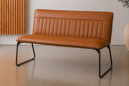 Cooper Low Leather Bench in Tan